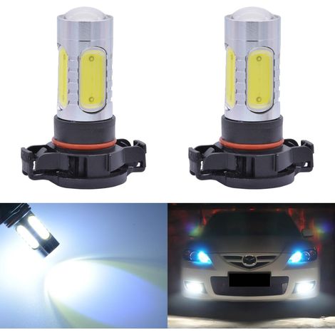 Lot de 2 ampoules à LED COB 9005 HB3 H10 9145 9140 blanches 6000K de 12 V, 7,5 W, 1600 Lumens en aluminium pour phares anti-brouillard, DRL et Clignotants