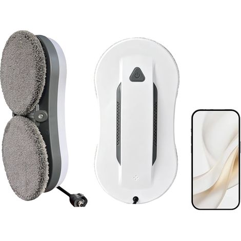 Robot limpiacristales, funcionamiento automático, motor sin escobillas, blanco. (1/2)