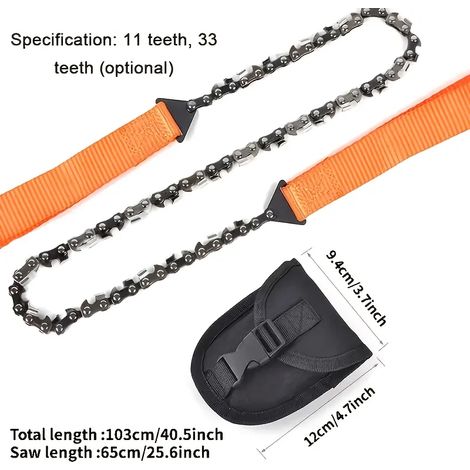 Scie à chaîne/scie à fil de poche portable, outil de survie d'urgence pour les activités de plein air, adapté au camping et à la randonnée. (1/5)