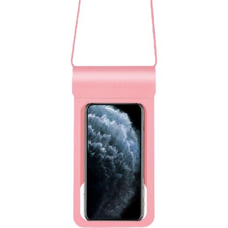 Housse étanche pour téléphone grand format, sac support tactile et enregistrement, idéal pour activités nautiques, rose (1/5)