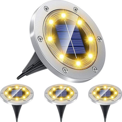 Lampe solaire d'extérieur, lot de 4 lampes de jardin à 8 LED, éclairage 6000K-AquaForge (1/5)