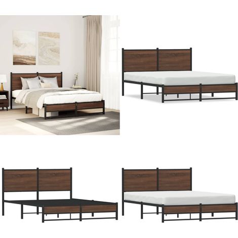 vidaXL Cadre de lit en métal sans matelas chêne marron 140x190 cm (1/5)