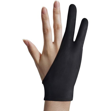 1 Gant deux doigts, Spandex doux respirant, Anti-poussière noir, Tablette graphique dessin artiste (1/5)