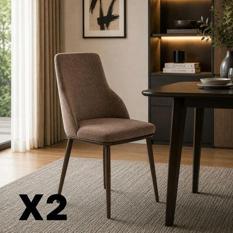 Chaise tissu marron pieds bronze (x2) AUREN (1/5)