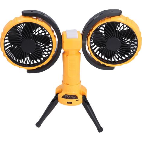Ventilateur de Bureau Double Tête Pliable Rechargeable USB 8000mAh avec Lumière LED pour Camping Voyage Orange Rouge (1/4)
