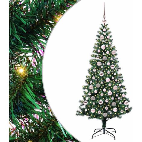 Sapin de Noël  Arbre de Noël artificiel pré-éclairé Vert 180 cm PVC et métal (1/5)