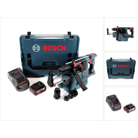 Bosch GBH 18 V-26 F Martello pneumatico professionale a batteria SDS-Plus in valigetta L-Boxx + Aspiratore a batteria GDE 18 V-16 + 1x Batteria 5,0 Ah + Caricatore GAL 1880 CV (1/5)