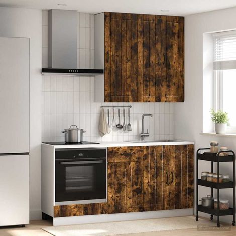 vidaXL Unité de cuisine LUCCA 5 pcs Chêne fumé Bois d'ingénierie (1/5)