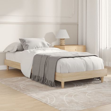 Lit adulte Cadre de lit Facile à monter pour Adultes, Adolescents, Enfants chêne sonoma 75x190 cm bois d'ingénierie BNDET7678990 (1/5)