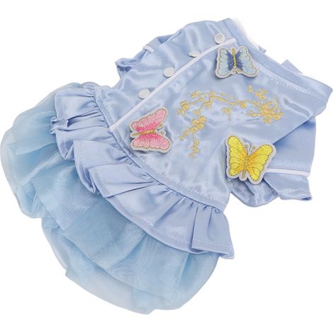 Vêtements pour animaux de compagnie de style chinois, jupe brodée de printemps et d'été, cheongsam pour chien, convient aux chiots et aux chats de taille XL. (1/5)