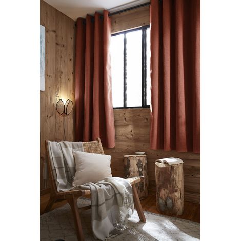 Lot de 2 Rideaux Ultra Occultants Doublés Polaire – Bjorn Terracotta – 140 x 180 cm (1/3)