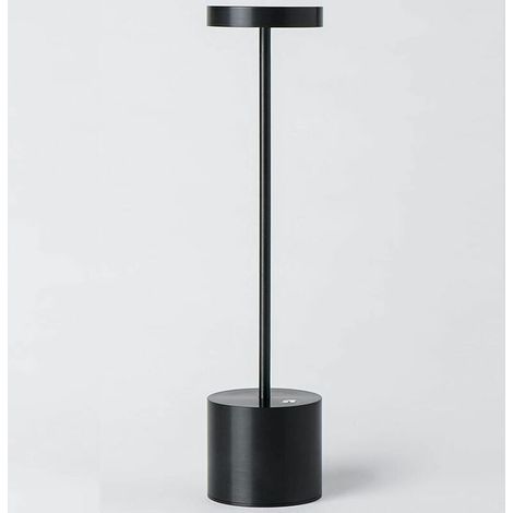 Lampada da tavolo wireless FOREHILL, batteria ricaricabile, 2 livelli di luminosità, lampada da comodino in metallo, per soggiorno, camera da letto, ufficio, studio (nero) (1/5)