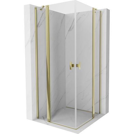Mexen Mist Duo cabina de ducha abatible 115 x 115 cm, transparente, dorada - 8A4-115-115-50-00 (1/5)