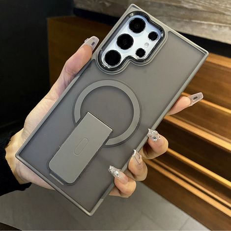 Étui de protection magnétique avec support et chargeur sans fil pour Samsung S25 (gris) (1/5)