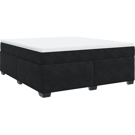 vidaXL Giroletto a Molle con Materasso Nero 180x200 cm in Velluto (1/5)