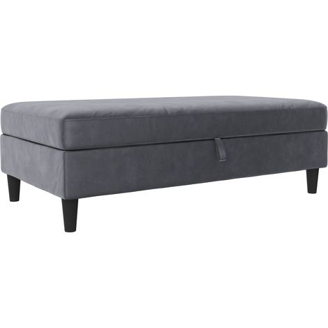 Pouf en velours anthracite (1/5)