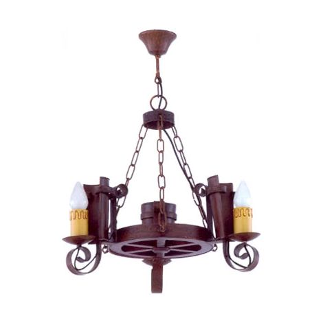 Lámpara de Techo Rústica Teja 3 Luces. 3xE27 60w. Medidas (50x45cm). (1/2)