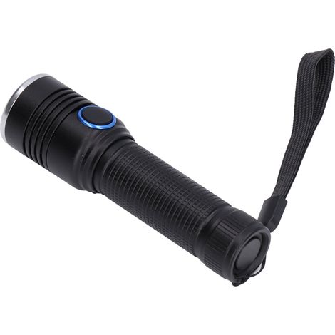LED-Taschenlampe mit Teleskopzoom und Schutzfunktion, Gehäuse aus Aluminiumlegierung, 2000 Lumen, Schwarz (1/5)