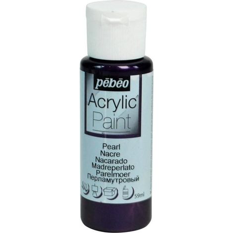 Peinture acrylique - PÉBÉO - Flacon 59 ml - Violet nacré - Haute résistance à la lumière - Permanente sur bois