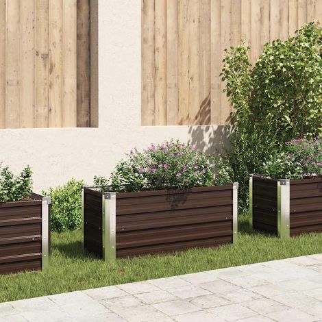 vidaXL Arriate de acero galvanizado marrón 100x40x45 cm (1/5)