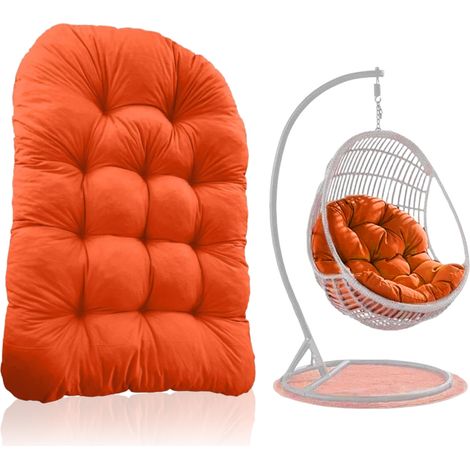 Coussin de Chaise Suspendue - 80 x 120 cm - Polyester Imperméable - Rembourrage en Coton Haute Densité - Pour Balançoire, Panier Suspendu, Hamac, Intérieur et Extérieur - Orange (1/5)