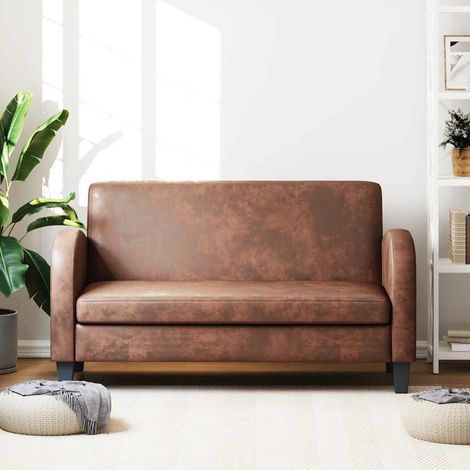 Sofa 2-Sitzer Wildleder-Optik Braun (1/5)