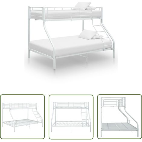 The Living Store Etagenbettgestell Weiß Metall 140x200 cm/90x200 cm - Kinderbett - Jugendbett - Etagenbett - Doppelbett - Schlafsofa (1/5)