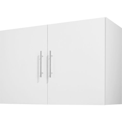 VEVOR Mobiletto Pensile per Lavanderia da 40,6 x 91,4 x 61 cm, Mobiletto Pensile a 2 Ripiani con Ripiano Regolabile, Armadietto Bagno Sospeso con 2 Ante, per Cucina, Bagno, Lavanderia, Bianco