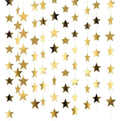 Guirlande décorative d'étoiles scintillantes, 40 mètres de guirlande d'étoiles dorées brillantes à suspendre, idéale pour les fiançailles, les mariages, les fêtes prénatales, les anniversaires et les  (1/2)