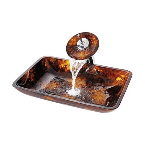 Glaswaschbecken mit Armatur, Braun 55x36x10 cm (1/4)