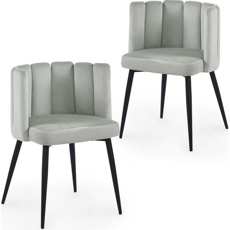 Lot de 2 chaises design en velours gris DEBBY (1/5)