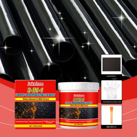 Metal Rust Removal Paint Kit - Water-based Metal Rust-preventing Primer (Waterproof, Rust-proof, Corrosion-resistant) -- 150g x 1 + Brush x 1 + Sandpaper x 1 + Gloves x 1 pair -- BIEMMEDUE (1/5)