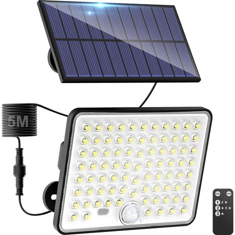 2 pièce Lampe Solaire Exterieur Detecteur de Mouvement,LED Convex Lenses Projecteur Solaire,3Mode 1800mAH Lumiere Solaire Exterieuré tanchéité IP65 Spot Extérieur pour Jardin Garage Cour