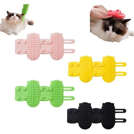 Set di 4 spazzole angolari per gatti, nero/verde/rosa/giallo, massaggiatore per gambe da tavolo per arrampicata, silicone (1/5)