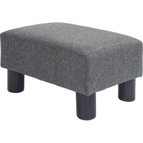 Loungehocker aus Leinenstoff, Schaumstoffpolsterung, Kunststoffbeine, für Wohn- oder Schlafzimmer, grau
