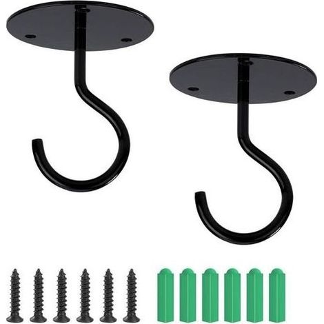 Crochet de plafond avec fixation à vis pour suspendre lampes, paniers de plantes de jardin, jardinières, mangeoires à oiseaux, lanternes, carillons éoliens et moustiquaires (2 unités) (1/4)