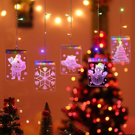 5 in 1 Rideau Lumineux 3D,USB cordes Guirlandes Lumineuses,Décoration Intérieur et Extérieur pour Fête Jardin Mariage Patio (Coloré)