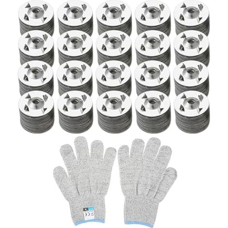 500 pièces rondelles d'isolation pour carrelage avec gants anti-coupure, 28 mm acier galvanisé à 4 griffes pour fixation panneau XPS, Goboard, feutre bitumé