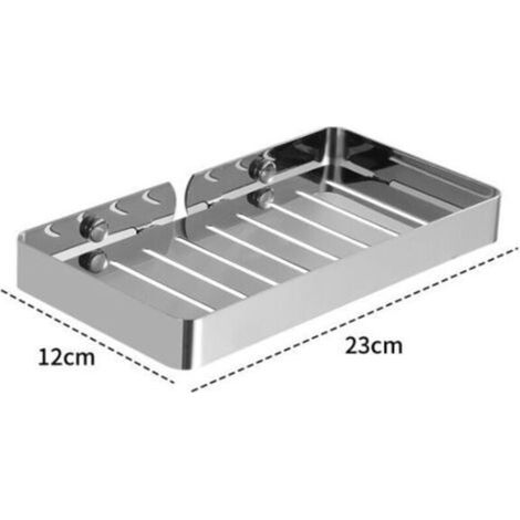 Badregal ohne Stanzen, Wand-Seifenhalter aus Edelstahl 304 (langes Silber)