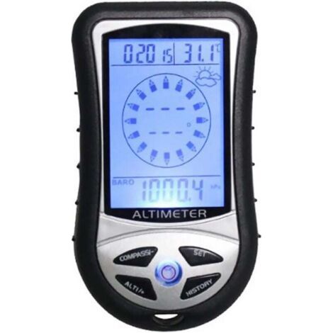 Altimetro digitale elettronico multifunzione 8 in 1 LCD retroilluminato Mini altimetro barometro bussola termometro previsioni meteo calendario
