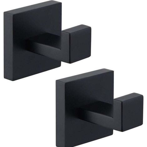 Lot De 2 Crochet Porte-Serviettes Noir Mat, Crochet De Manteau En Acier Inoxydable 304, Porte-Serviettes, Crochet Mural De Salle De Bain De Style Industriel Moderne (1/5)