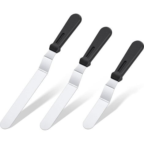 Ensemble de 3 spatules à beurre - spatule à gâteau - pelle à gâteau - ustensiles de cuisine - acier inoxydable - argent (1/5)