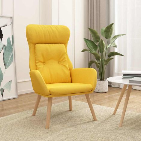vidaXL Chaise de relaxation Jaune moutarde Tissu (1/5)