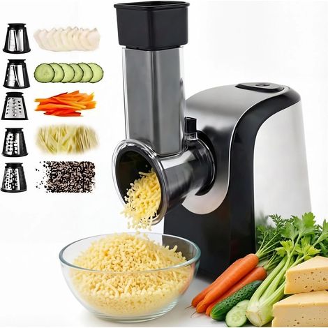 Electric Grater, Vegetable Slicer with Stainless Steel Blades for Cheese, Fruits and Vegetables, Dishwasher Safe (1/5)