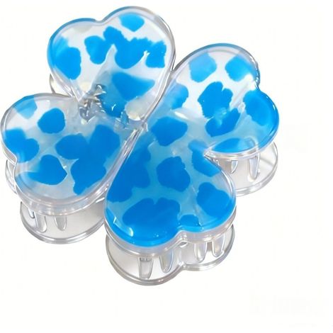 Creative New Four-leaf Magnetic Hair Clip - Leopard Print Blue