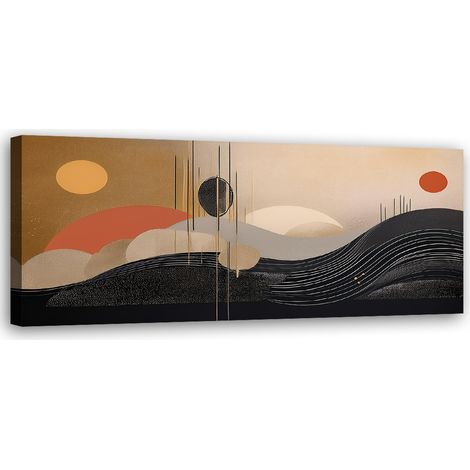 Tableau déco Cercles Lignes Abstraction géométrique 90x30 (1/5)