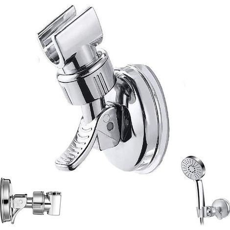 Support de douche réglable sans perçage à ventouse amovible - matériau ABS - pour salle de bain, hôtel, carrelage, verre et métal (1/4)