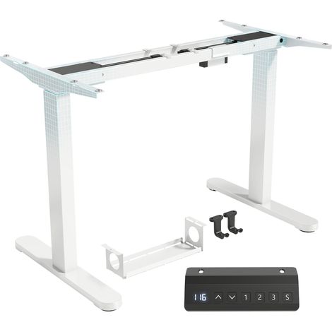 Elektrisches Schreibtischgestell, höhenverstellbar, mit Speicherfunktion, Stahl, Weiß