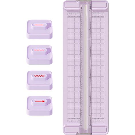 Papiersnijder - Coupe-papier Manuel A3/A4 - Guide Réglable Transparent - 4 Têtes de Coupe Interchangeables - Antidérapant - Jusqu'à 10 Feuilles - Pour Papier Épais et Carton (1/5)