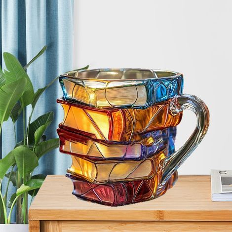 3D-bemalte Kaffeetasse in Buchform, einzigartige stapelbare Kaffeetasse, Halloween- und Thanksgiving-Dekorationen für Schlafzimmer und Flur